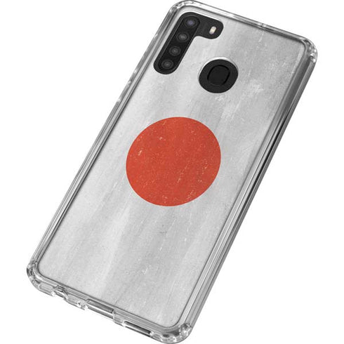Japanese Flag Distressed Galaxy A21 Clear Case